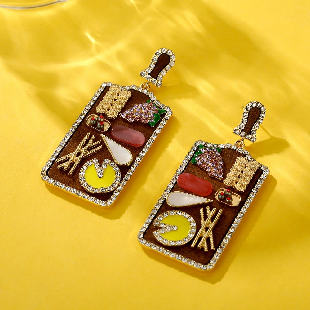 Lost Lady Stylish Large Statement Earrings for Women Zircon Enamel Dangle Earrings Wholesale Jewelry Dropshipping Female Bijoux