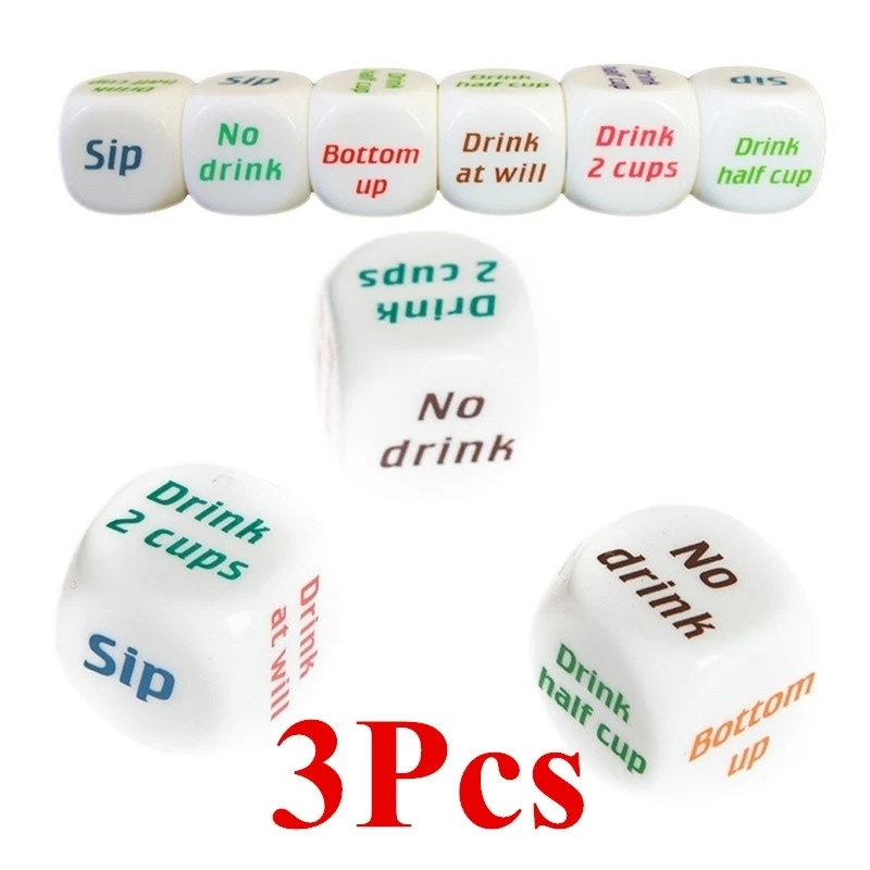 3Pcs New Funny Drinking Sip Dice Roll Decider Die Game Party Bar Club Pub Gift Toy