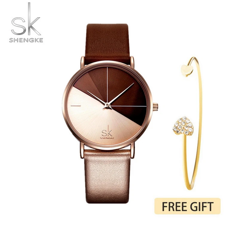 SK Luxury Leather Watches Women Creative Fashion Quartz Watches For Reloj Mujer 2019 Ladies Wrist Watch SHENGKE relogio feminino