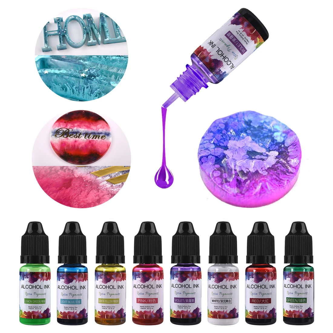 10ml/15ml Art Ink Alcohol Resin Pigment Liquid Colorant Dye Ink Diffusion For UV Epoxy Resin DIY Jewelry Making 24 Colors