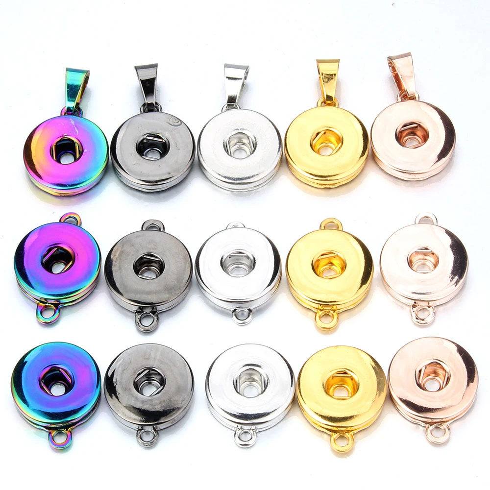 10pcs/lot Interchangeable DIY Charm Snap Buttons 18mm/12mm Snap Jewelry Finding For Make Snap Button Bracelets Necklace ZM004