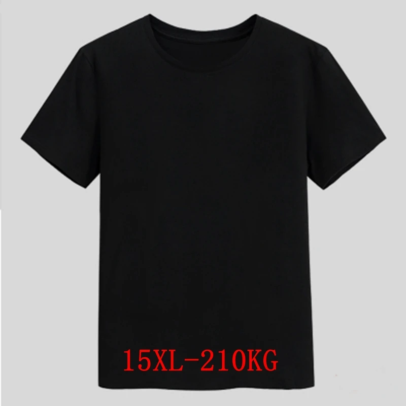 Men's Big T-Shirt Large Size 15XL 14XL 13XL 8XL 9XL 10XL 11XL 12XL Short Sleeve Round Neck Loose Casual Black Gray White