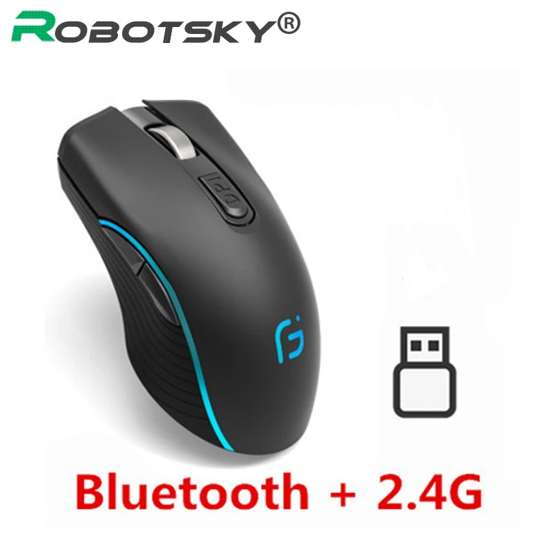 Rechargeable Computer Mouse Dual Mode Bluetooth 4.0 +2.4Ghz Wireless Mause 2400DPI Optical Gaming Mouse Gamer Mice for PC Laptop