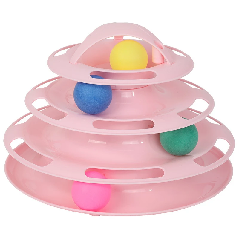 Pet Cat Toy Tower Tracks Disc Cat Intelligence Amusement disk Play Track Cat Toys Ball Training Amusement Plate