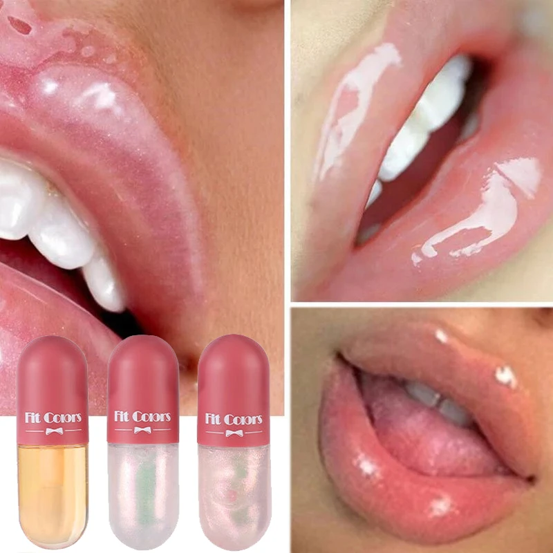 Capsule Crystal Jelly Lip Gloss Plumper Oil Shiny Clear Liquid Lipsticks Moisturizing Women Makeup Lip Tint Balm Cosmetics