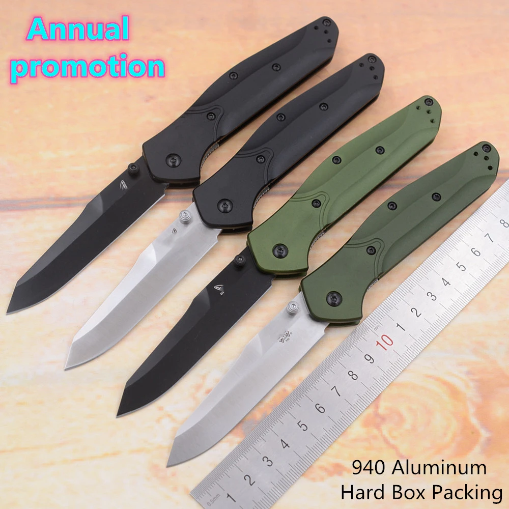 Hard Box New 940BK / 940 Aluminum handle S30v blade Copper washer camping hunting Pocket outdoor EDC Tool Utility folding knife