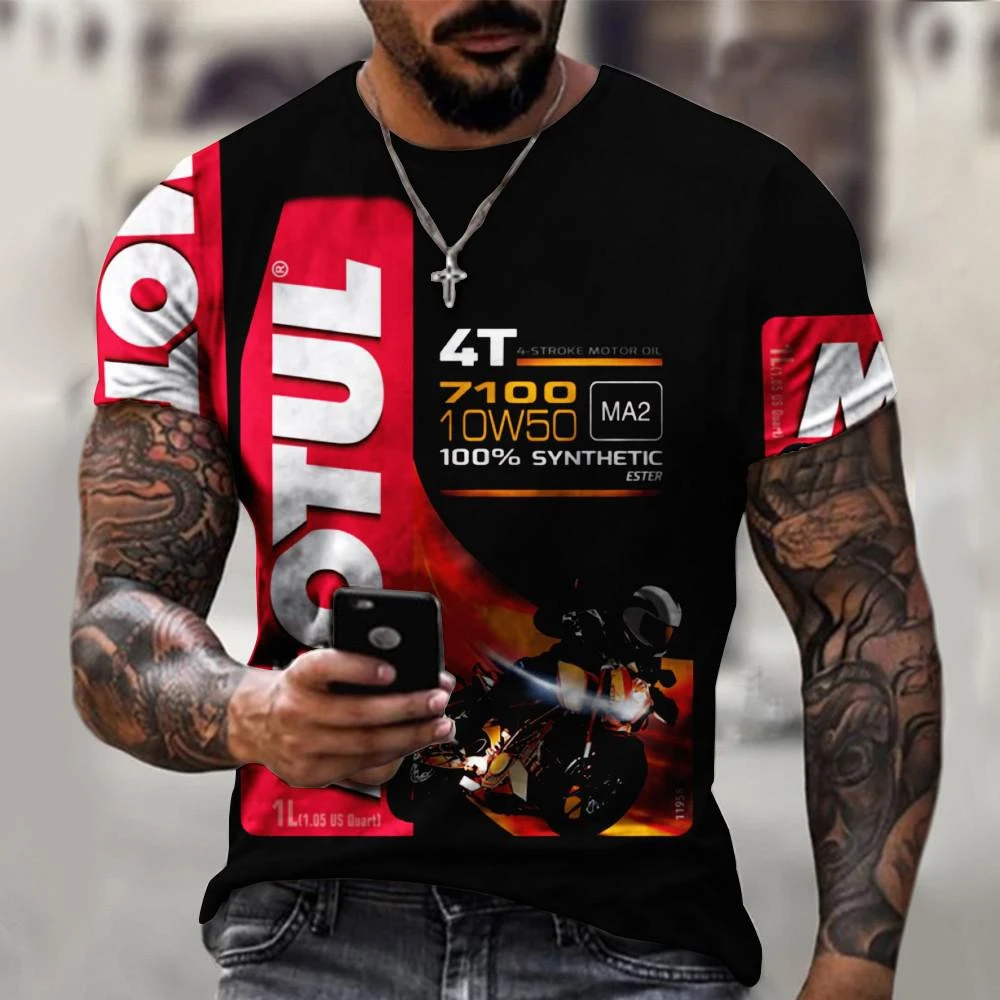 High Quality Tshirt Drop Shipping T Shirt For Men Brand Design Racing Motorcycles Oil Print T-shirt Streetwear Oversize Tops