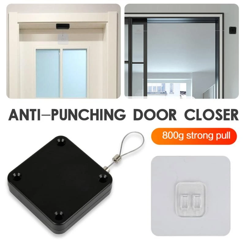 800g Punch-Free Pull Automatic Door Closer Automatic Sensor Door Closer,Automatically Close for All Doors TSLM1