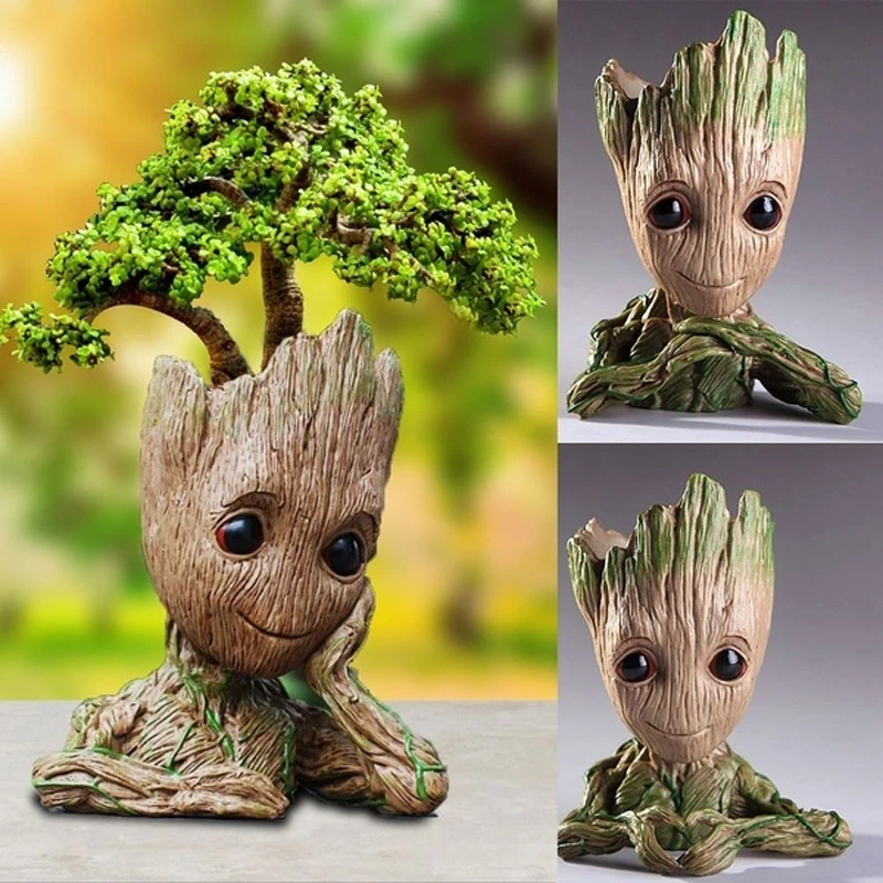 The Avenger Action Figures Guardians Galaxy Flower pot Baby Flowers pot Grooting Toy Figures Garden Flower Planter Pot For Kids