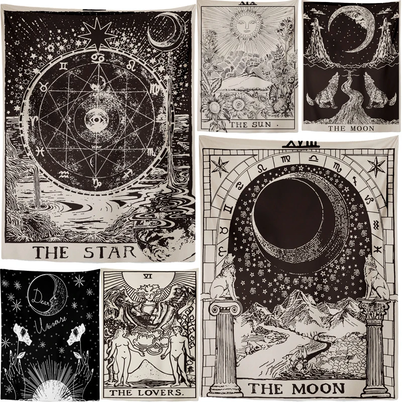 Better Quality The Moon Star Tapestry Wall Hanging Astrology Divination Bedspread Beach Mat