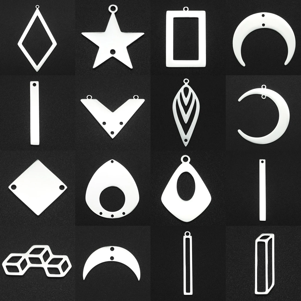 5pcs/lot 100% Stainless Steel  Geometric Moon Star Waterdrop DIY Earring Connector Charm Wholesale Factory Price