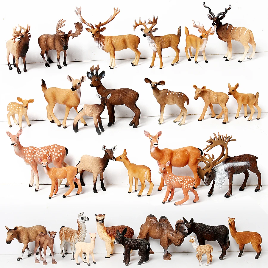 Simulation Camel Poitou donkey Alpaca Vicugna reindeer Elk Sika Deer Toys Model Figurines garden home decor crafts Decoration