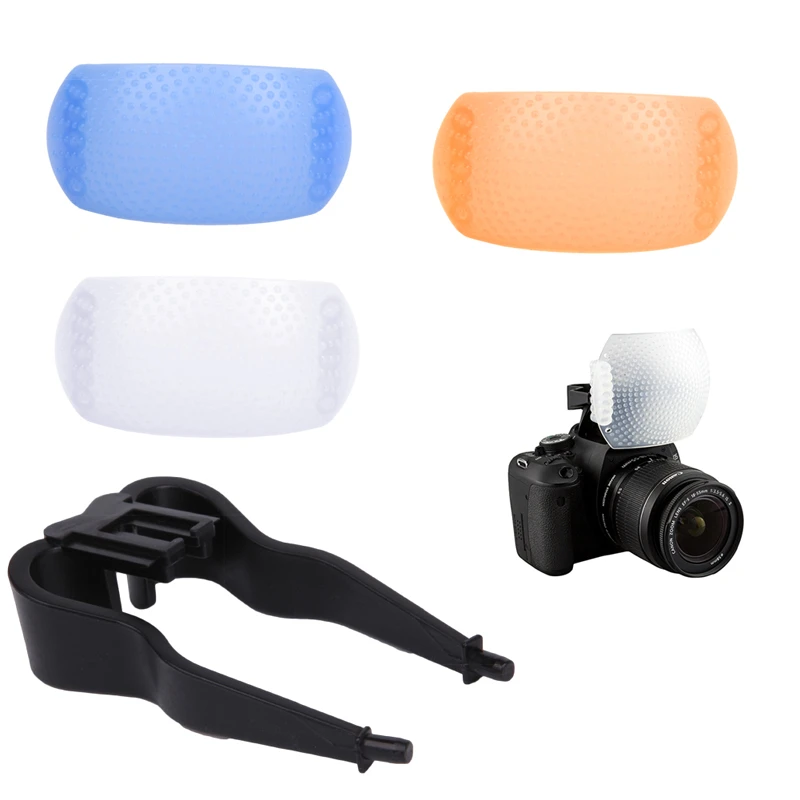 NEW 3 Color 3 in 1 Pop-Up Flash Diffuser Cover for Canon Nikon Pentax Kodak DSLR SLR Flash Bounce Diffuser Cover