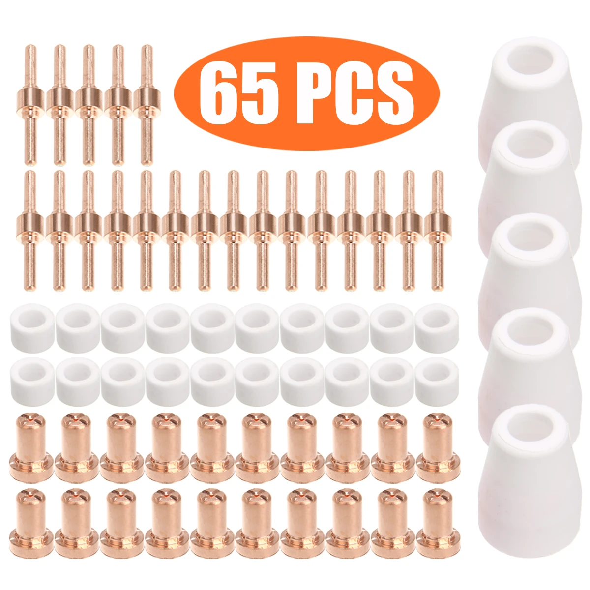 65Pcs Plasma Cutter Tip Electrodes & Nozzles Kit Consumable Accessories For PT31 CUT 30 40 50  Plasma Cutter Welding Tools
