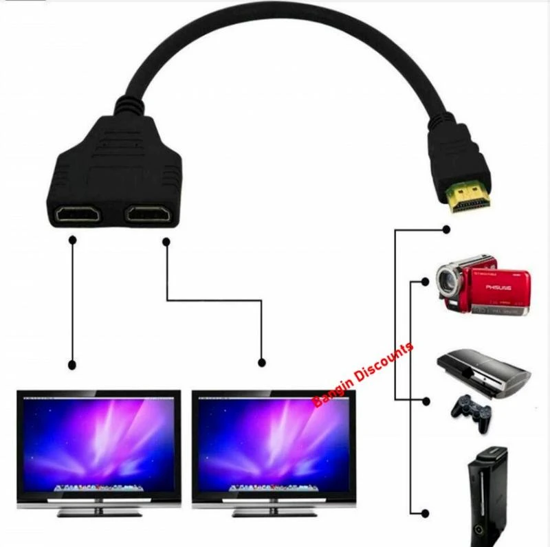 HDMI-Compatible Splitter Cable HD 1080P Video Switcher Adapter 1 Input 2 Output Port Hub For X-box PS3/4 DVD HDTV PC Laptop TV