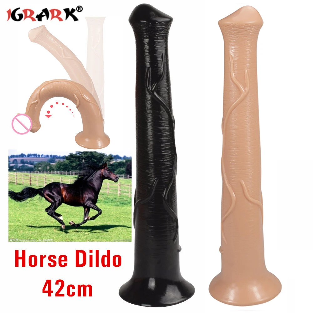 42cm Realistic Long Animal Horse Dildos For Women Lesbian Anal Big Huge Suction Cup Dildo Strap on Penis Adults Erotic Sex Toys