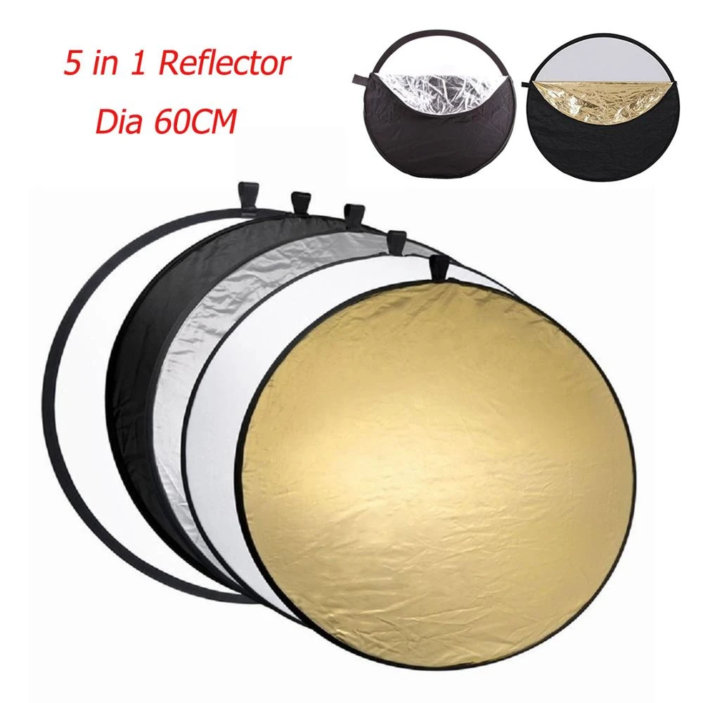 Gosear 5 in 1  60cm Round Collapsible Camera Lighting Photo Disc Reflector Diffuser Kit Carrying Case Photography Equipment