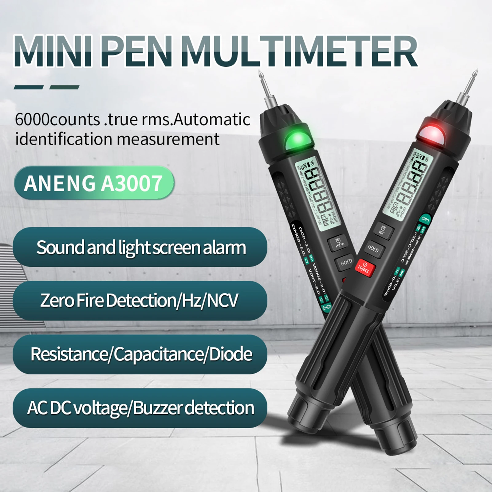 ANENG A3007 / A3008 Digital Multimeter Pen 6000 Counts Tester Meter AC/DC Voltage Resistance Diode Handheld Tester Tools