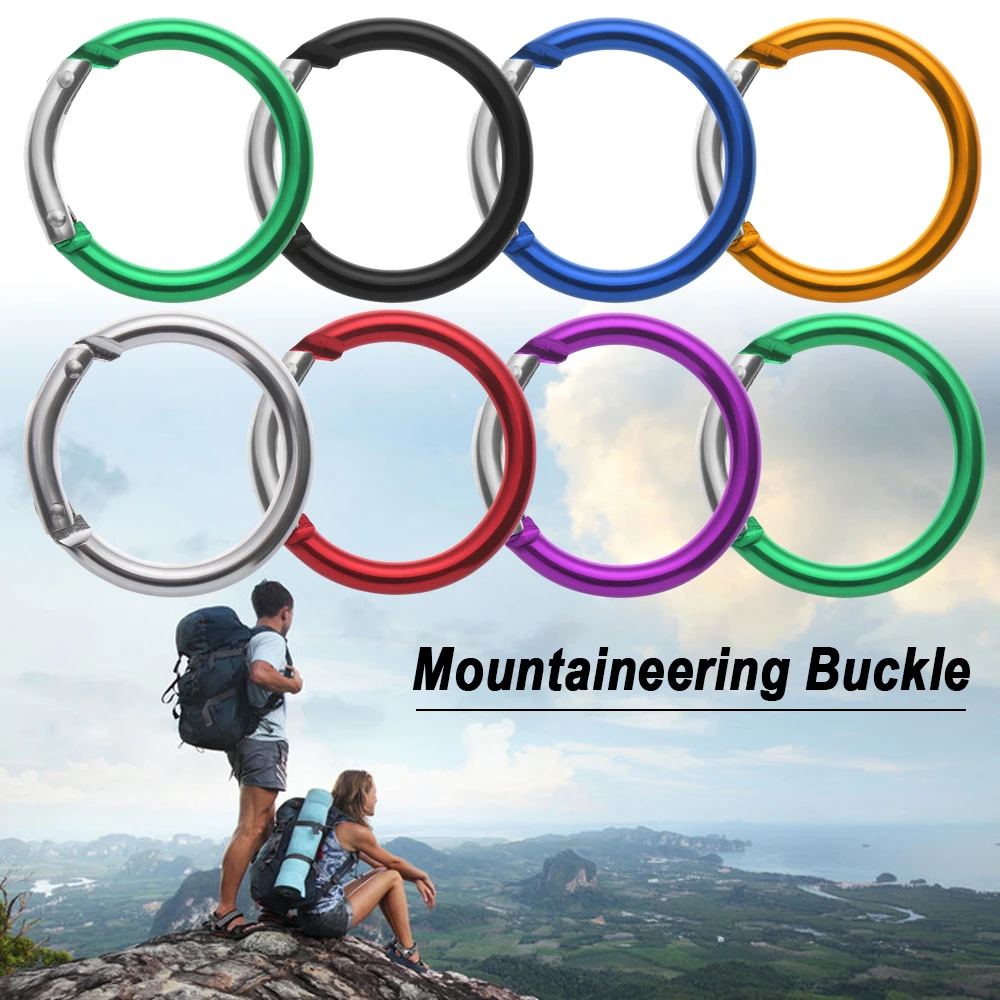 5pcs Round Aluminum Alloy Mountaineering Buckle Locking Carabiner Clip Snap Hook Keyring Camping Karabiner Round Ring Spring