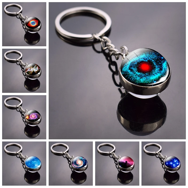 Helix Nebula Planet Keychain The Andromeda Galaxy Art Picture Glass Ball Pendent Keychain Star Keyring Astronomy Gift