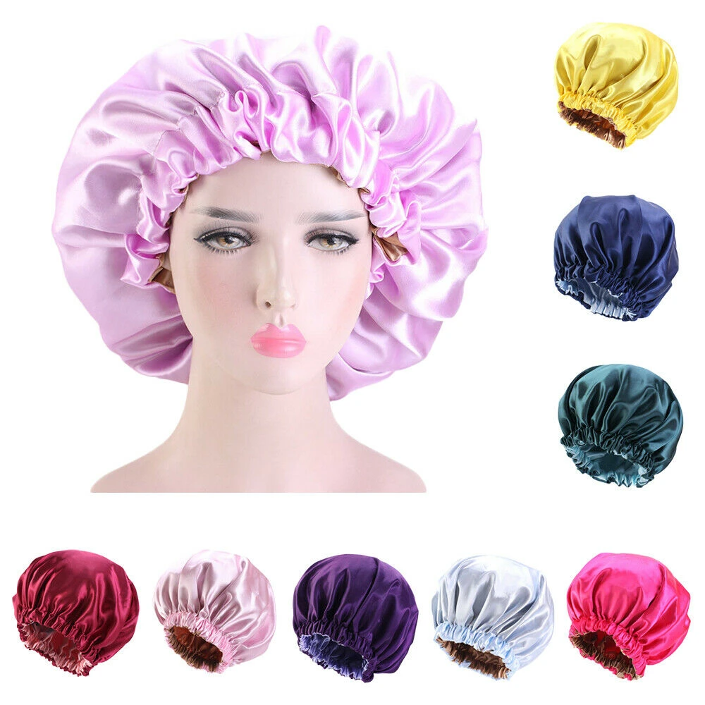 Reversible Satin Bonnet Hair Caps Double Layer Adjust Sleep Night Cap Head Cover Hat Women Turban Headwear Sleeping Caps Beanies