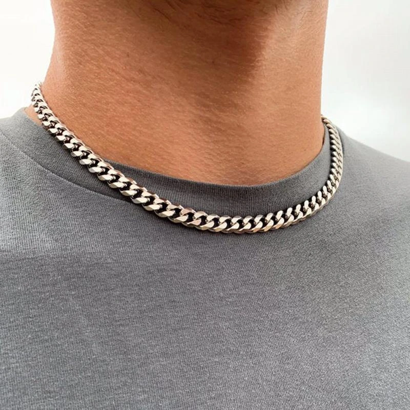 2020 Fashion Cuba Chain Necklace Men Titanium Steel 8mm Width Chain Necklaces For Men Jewelry Gift Collar De Hombres