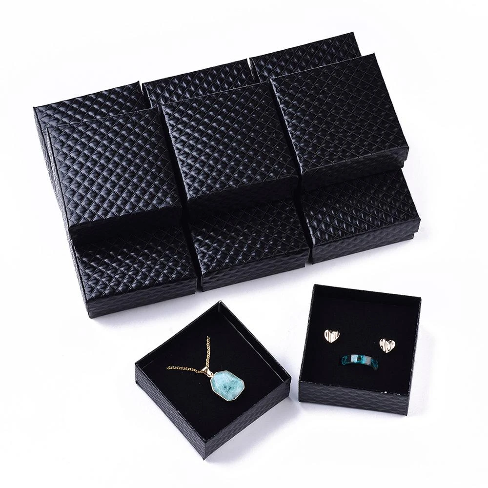 12pc Jewelry Organizer Storage Gift Box Pendant Necklace Earrings Ring Box Paper Jewellry Packaging Container with Sponge Inside