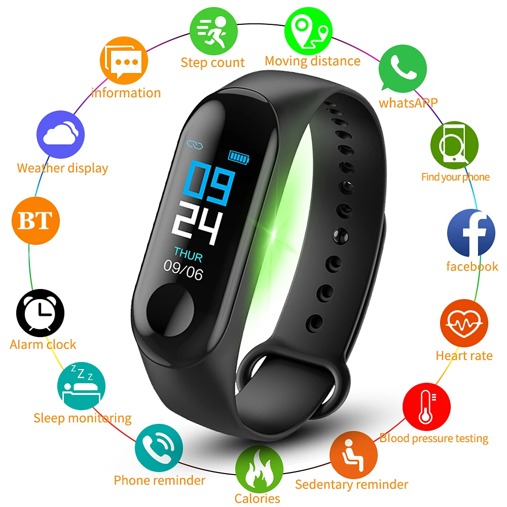 M3 Plus Smart Bracelet Heart Rate Blood Pressure Health Waterproof Smart Watch M3 Pro Sport Watch Wristband Fitness Tracker