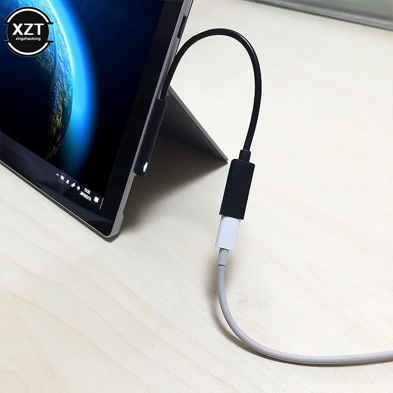 20cm 15V 3A Fast Charging USB Type-C Female Power Supply for Microsoft Surface Pro 4 5 6 Go Tablet PD Charger Adapter Cable DC