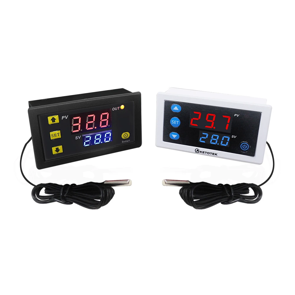 W3230 DC12V 24V AC110V-220V10A Digital Temperature Controller LED Display Relay Output Thermostat Heating Cooling Control Switch