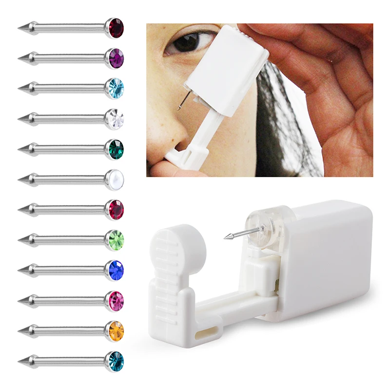 1 Unit Disposable Safe Sterile Piercing Unit For Gem Nose Studs Piercing Gun Piercer Tool Machine Kit Earring Stud Body Jewelry