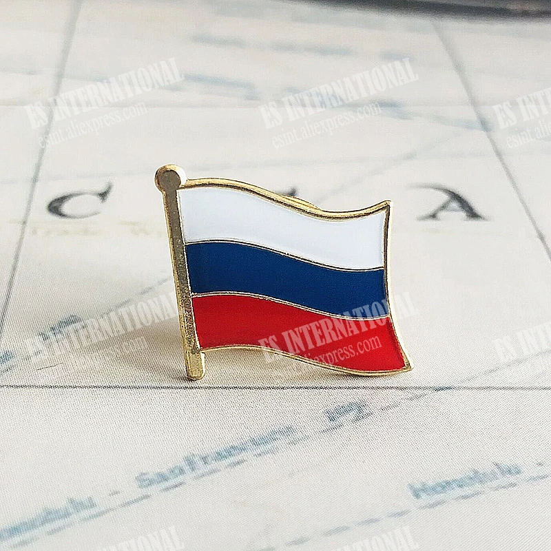 Russia National Flag Lapel Pins Crystal Epoxy Metal Enamel Badge Paint Brooch Souvenir Suit  personality  Commemorative