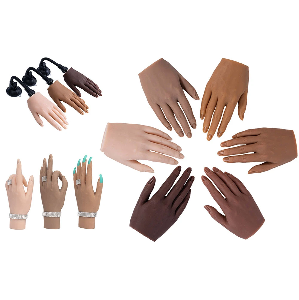 Female Lifesize Silicone Practice Hand Mannequin with Flexible Fingers Adjustment For Nails Display