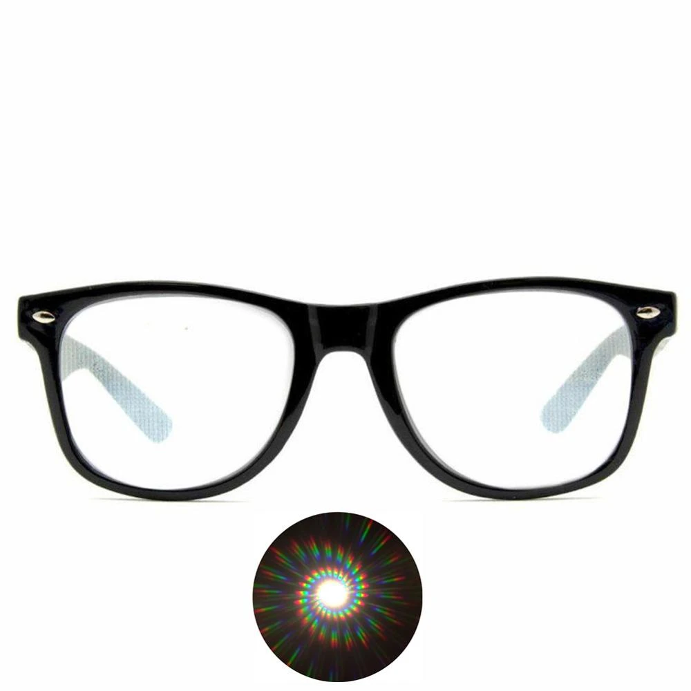 1pc Premium Spiral Diffraction 3D Prism Raves Glasses Plastic For Fireworks Display Laser Shows,Rainbow Gratings Glasses Spirals