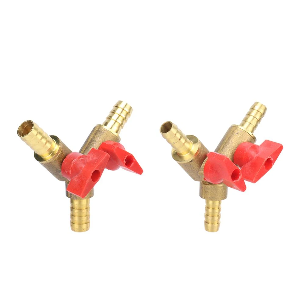 8mm 10mm Hose Barb Y Shaped Three Way Brass Shut Off Ball Valve Pipe Fitting Connector Adapter For Fuel Gas Water Oil Air 1 Pc