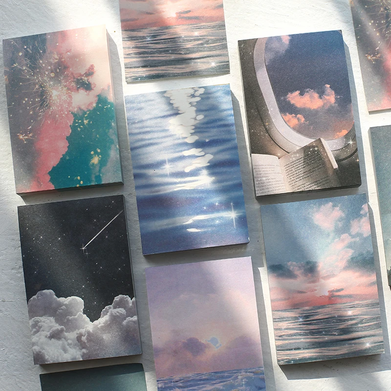 100 sheets Wandering Stars Memo Pad Message Notes Decorative ins Scenery Notepad Note paper Memo Stationery Office Supplies