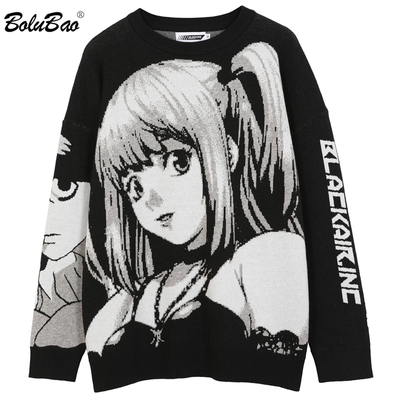 BOLUBAO Mens Hip Hop Streetwear Harajuku Sweater Vintage  Japanese Style 2021 Autumn Cotton Pullover Knitted Sweaters Male