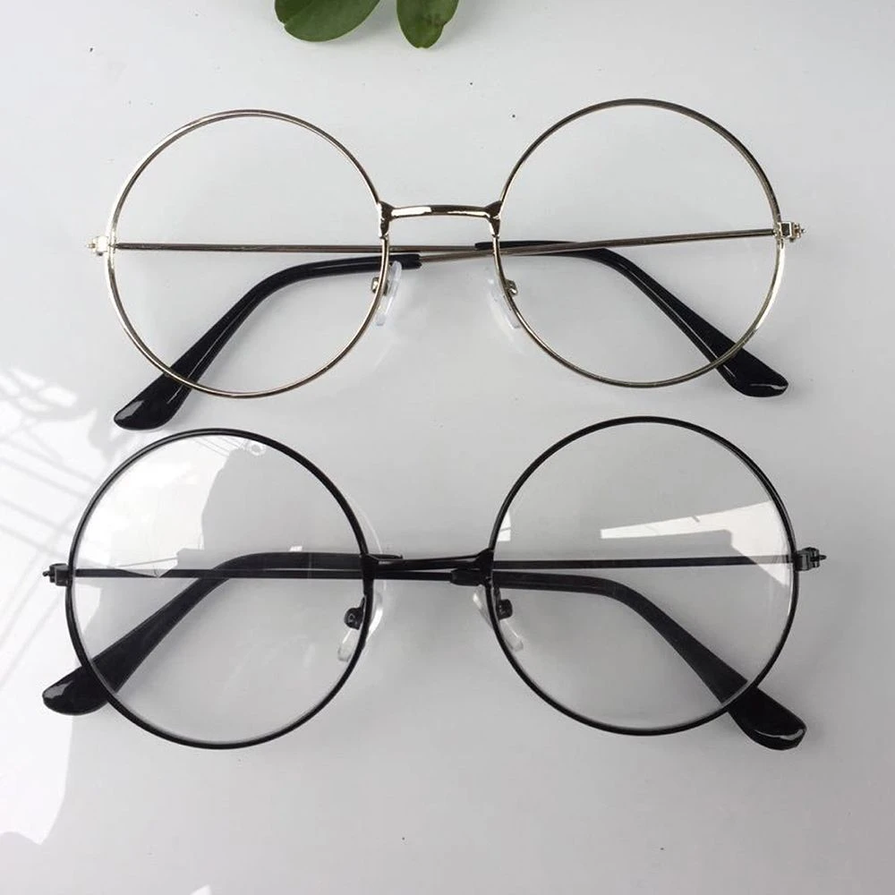 New Fashion Round Glasses For Women Men Vintage Classic Metal Flat Mirror Optical Spectacles Frame Unisex Vision Care Eyeglasses