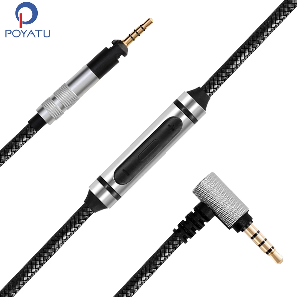 Poyatu Cable for Sennheiser HD598 HD558 HD518 HD 598 Headphones Cables Upgrade Replacement Cord Mic Remote for iPhone Andriod