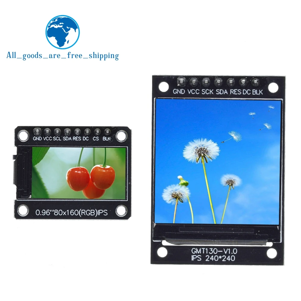 TZT TFT Display 0.96 / 1.3 inch IPS 7P SPI HD 65K Full Color LCD Module ST7735 Drive IC 80*160 (Not OLED) For Arduino