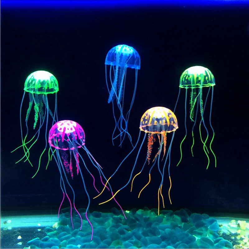 Colorful Artificial Glowing Effect Jellyfish Fish Tank Aquarium Decor Mini Submarine Ornament Decoration Aquatic Pet Supplies