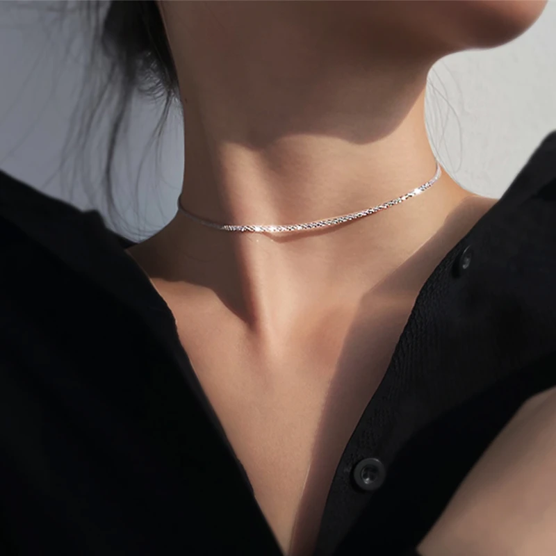 NEW  Soft Choker Necklace Women Wedding Accessories Silver Color Chain Punk Gothic Chokers Jewelry Collier Femme