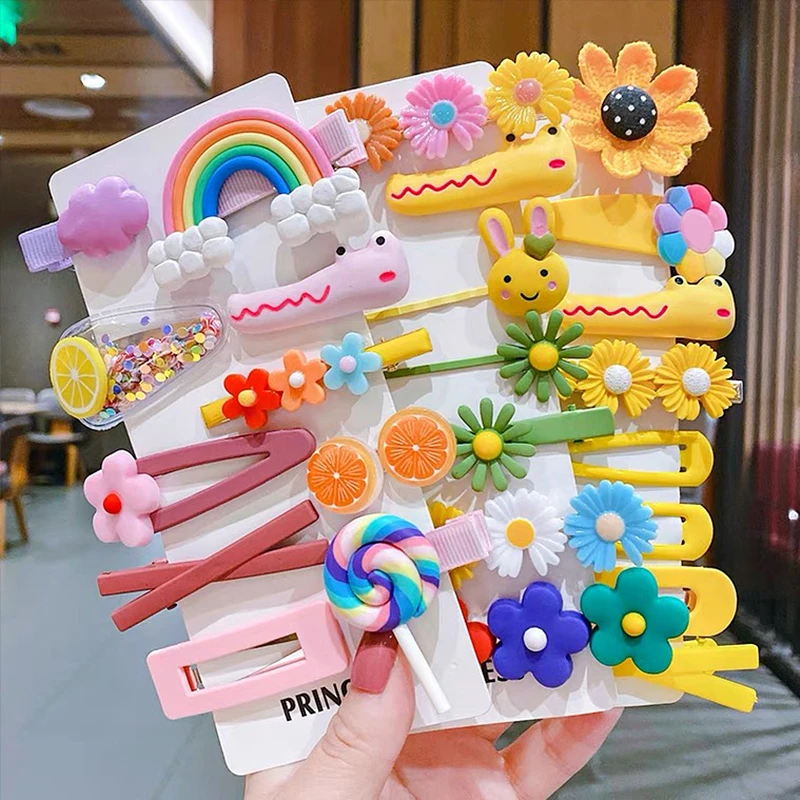 6/10Pcs Girls Cute hair clip set Rainbow Fruit Cartoon Hair bands Hair Accessories headwear Hairpins cartoon Hairpin Headdress