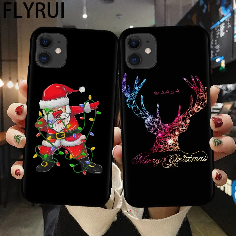 Soft Silicone Phone Cover For iPhone 12 Mini Christmas Gift Santa Claus Case For iPhone 11 12 Pro Max X XR XS Max 8 7 Plus Coque