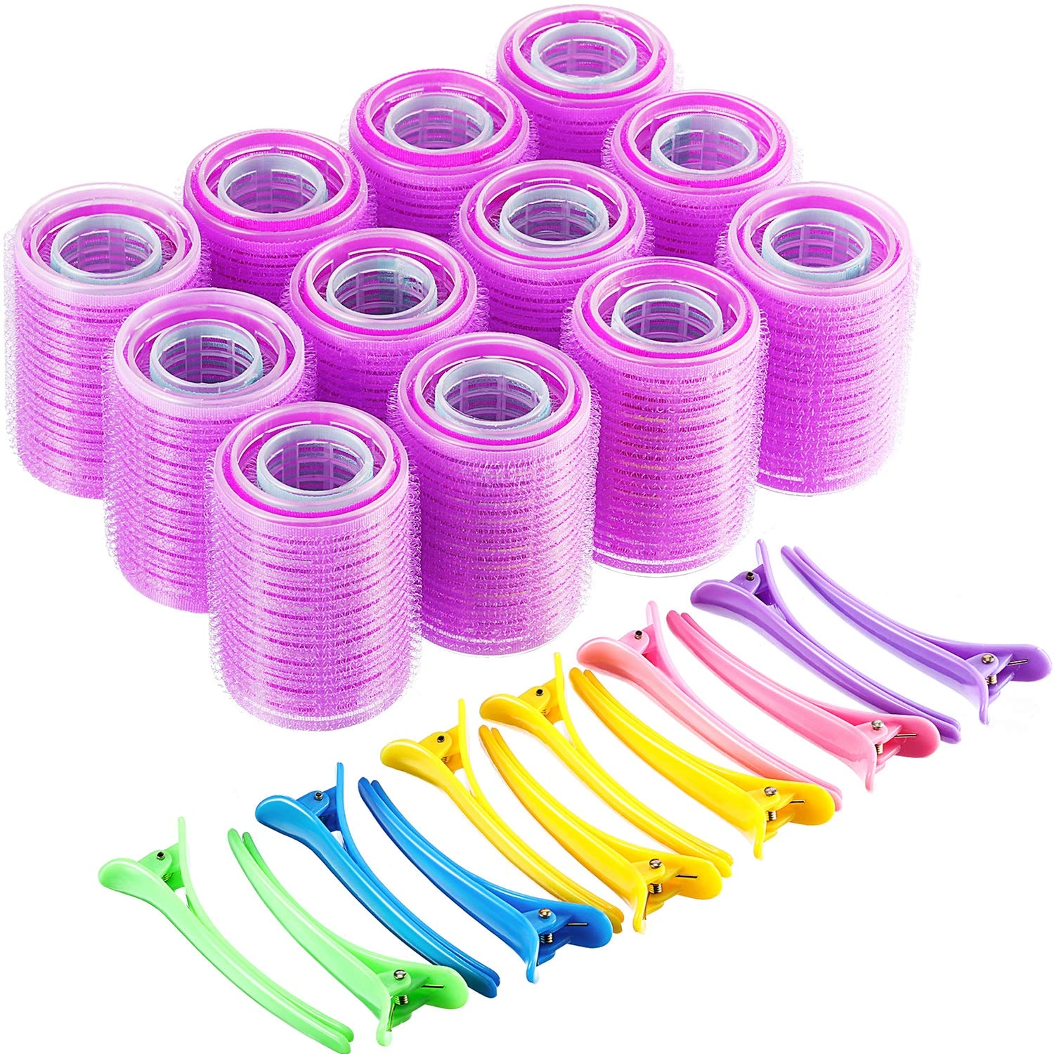 24/36/48 Pcs Self Grip Large Hair Rollers Set, 3 Sizes Heatless Curls with Hair roller Clips, Soft Hair Curlers ,Color Random