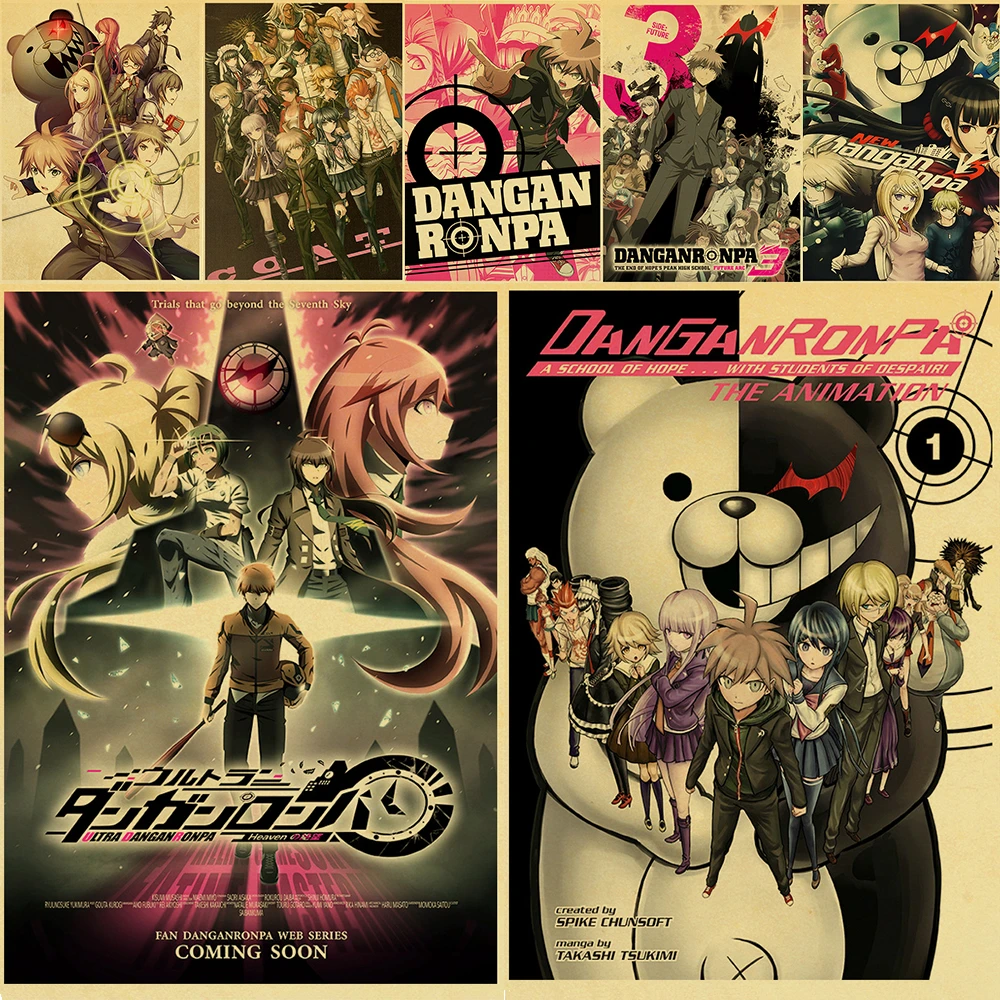 Anime Gmae Poster Danganronpa Retro Posters Kraft Paper and Prints Home Room Bar Wall Decor Poster Art Painting