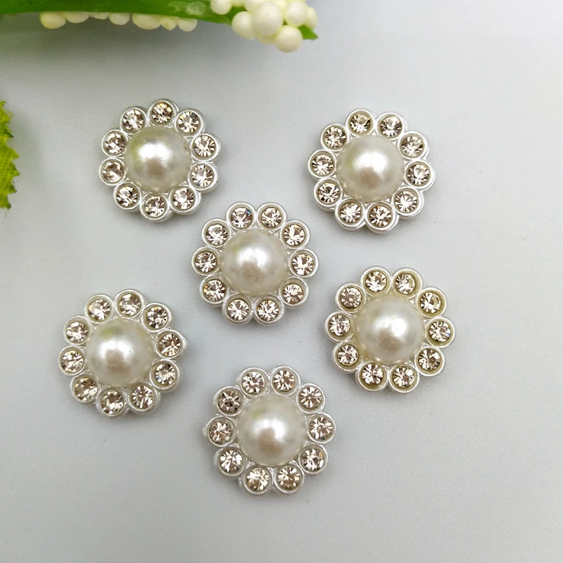 30Pcs Diy Silver resin flower Decoration Crafts Flatback Cabochon Scrapbooking Fit Hair Clips Embellishments Beads