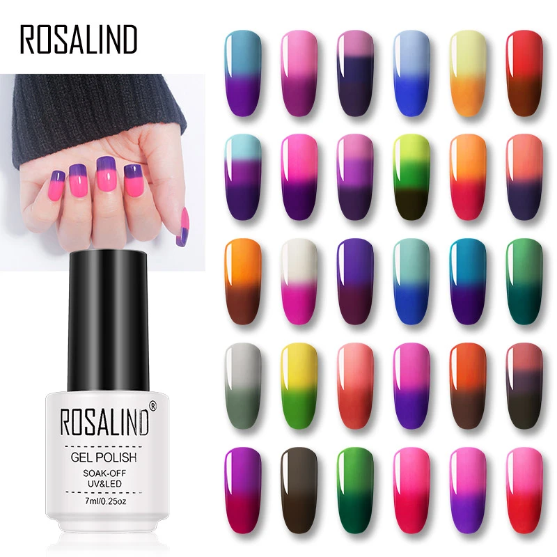 ROSALIND Gel Temperature Changing Color Gel Nail Polish Set All For Manicure UV &LED Lamp Gel Varnish Primer Design Nail Art