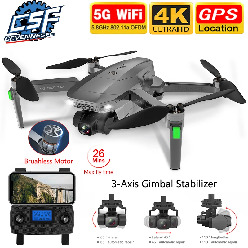 2021 NEW SG907 MAX / SG907 Pro Drone GPS 5G WIFI 4k HD Mechanical 3-Axis Gimbal Camera Supports TF Card RC Drones Distance 800m