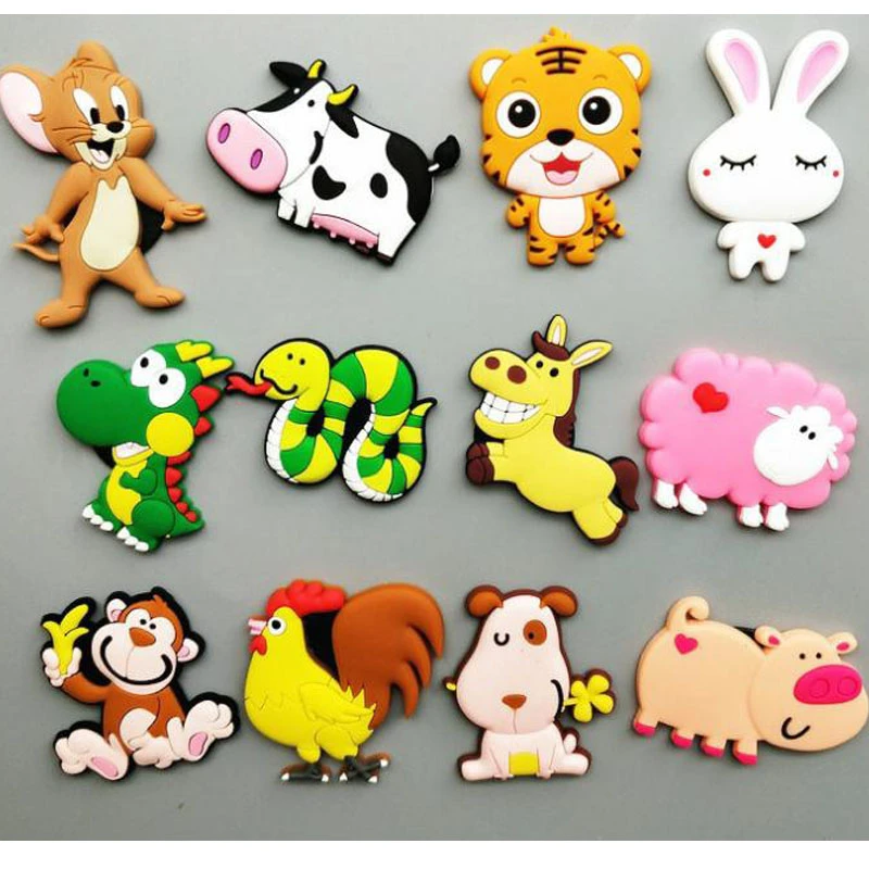 Chinese 12 Zodiac Ox Tiger Rabbit Dragon Snake Horse Ram Monkey Cock Dog Pig Fridge Magnet Stickers Twelve Animals PVC Magnet